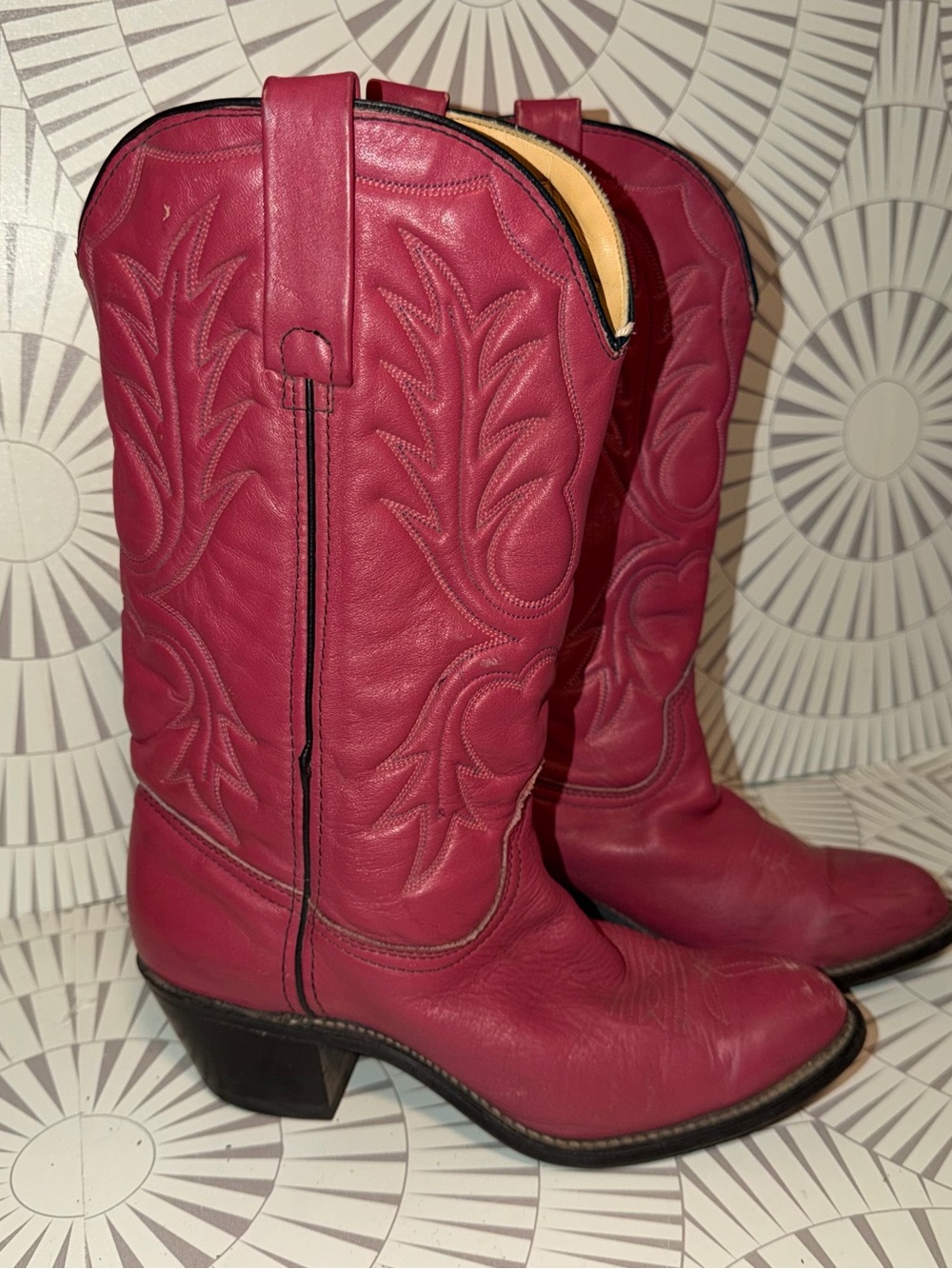Durango Women’s Pink Leather Western Cowboy Boots 45907 Size 8.5M